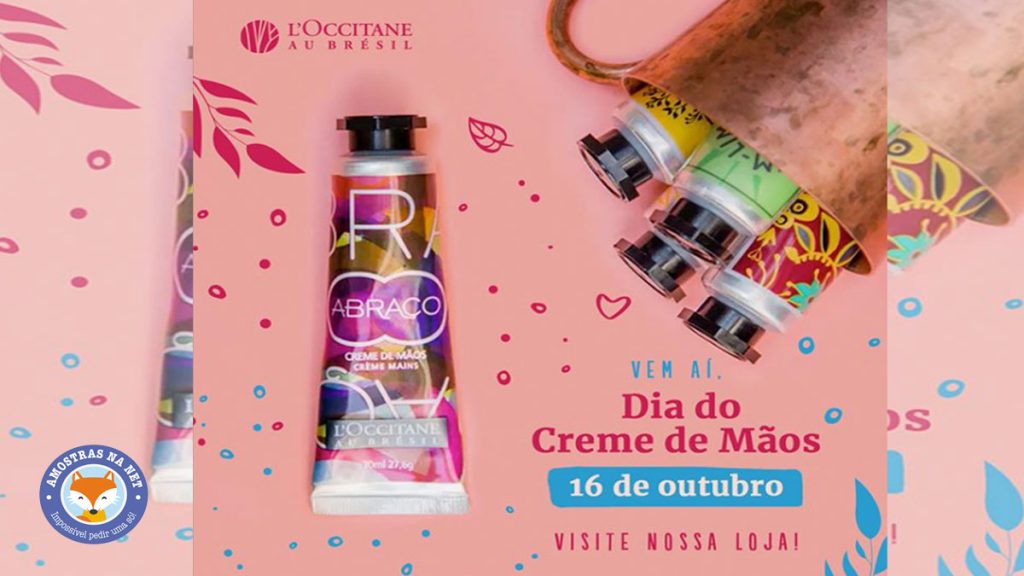 Creme de mãos abraço L'Occitane au Brésil grátis