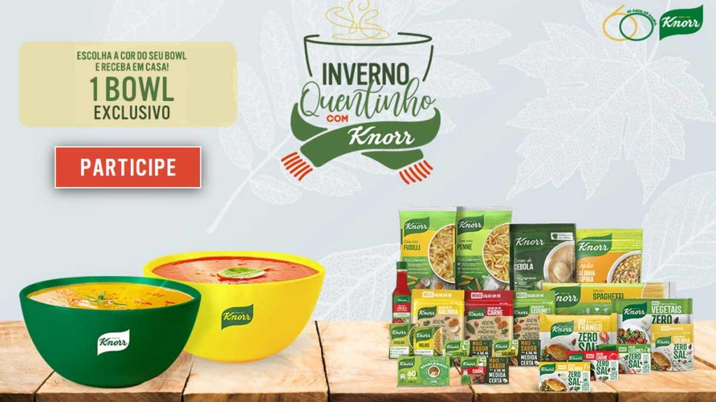 Bowl Knorr grátis personalizado na promoção de inverno