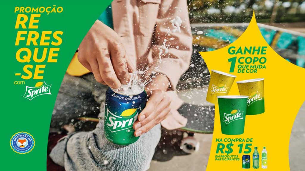 Copo que muda de cor na promoção refresque-se com Sprite