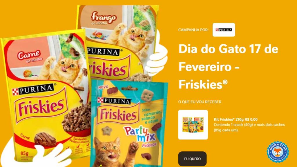 Kit Friskies grátis em nova campanha eu quero Nestlé