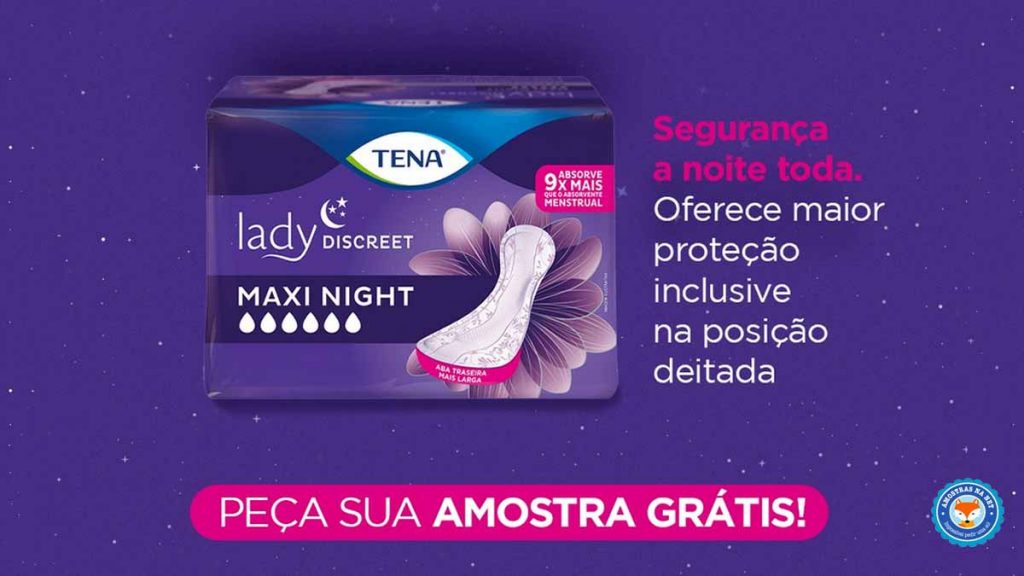 Absorvente TENA Lady Discreet Maxi Night amostras grátis
